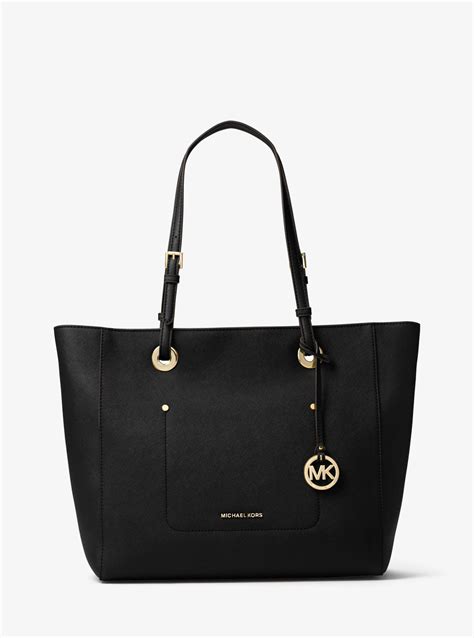 michael kors large satchel black saffiano leather|Michael Kors saffiano tote large.